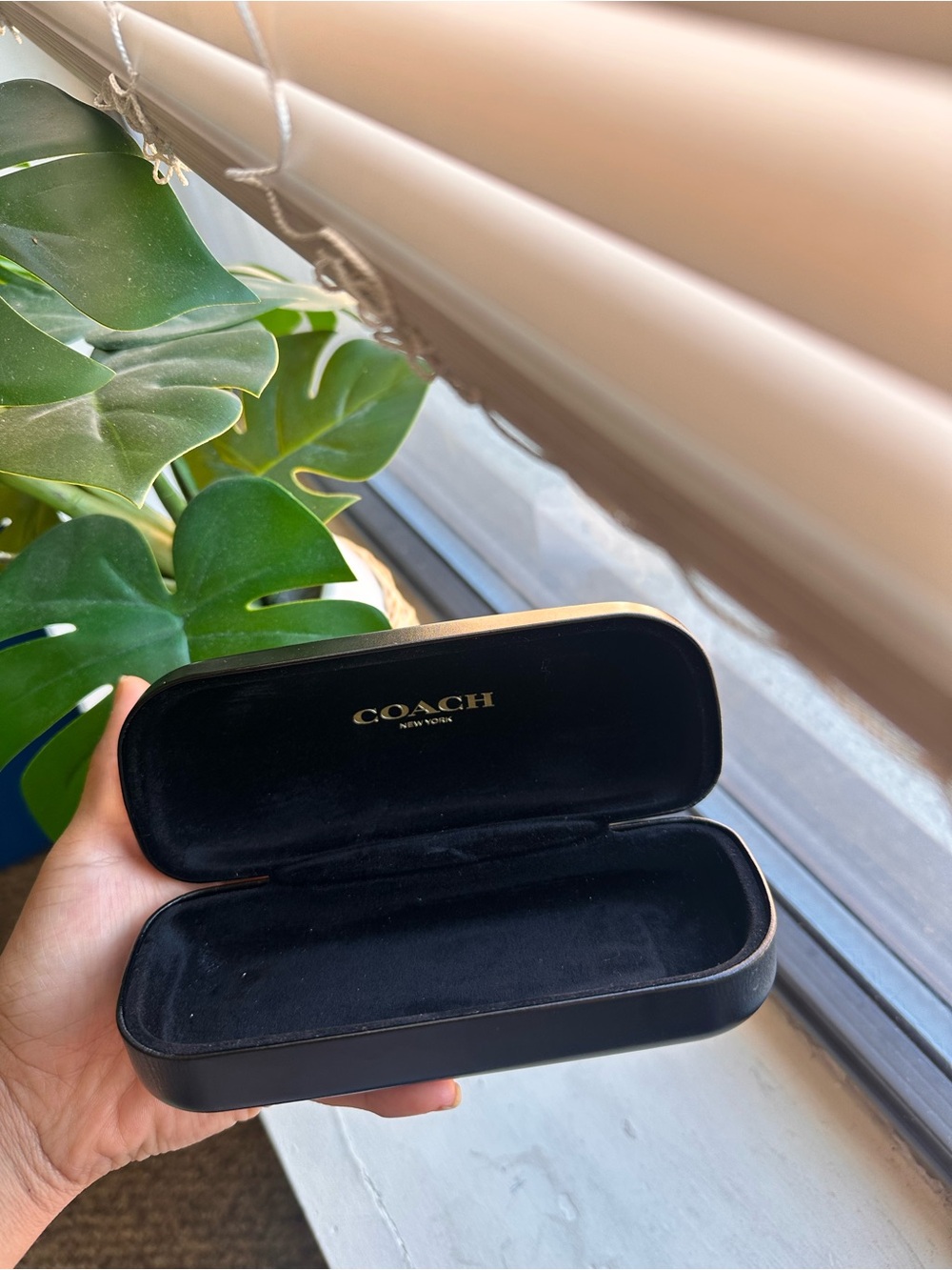 Coach Black Eyewear Case with Gold Logo